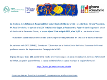 Tertúlia “Aïllament social i salut emocional. El nou repte de les persones en situació d'exclusió social a càrrec de Caye Gómez